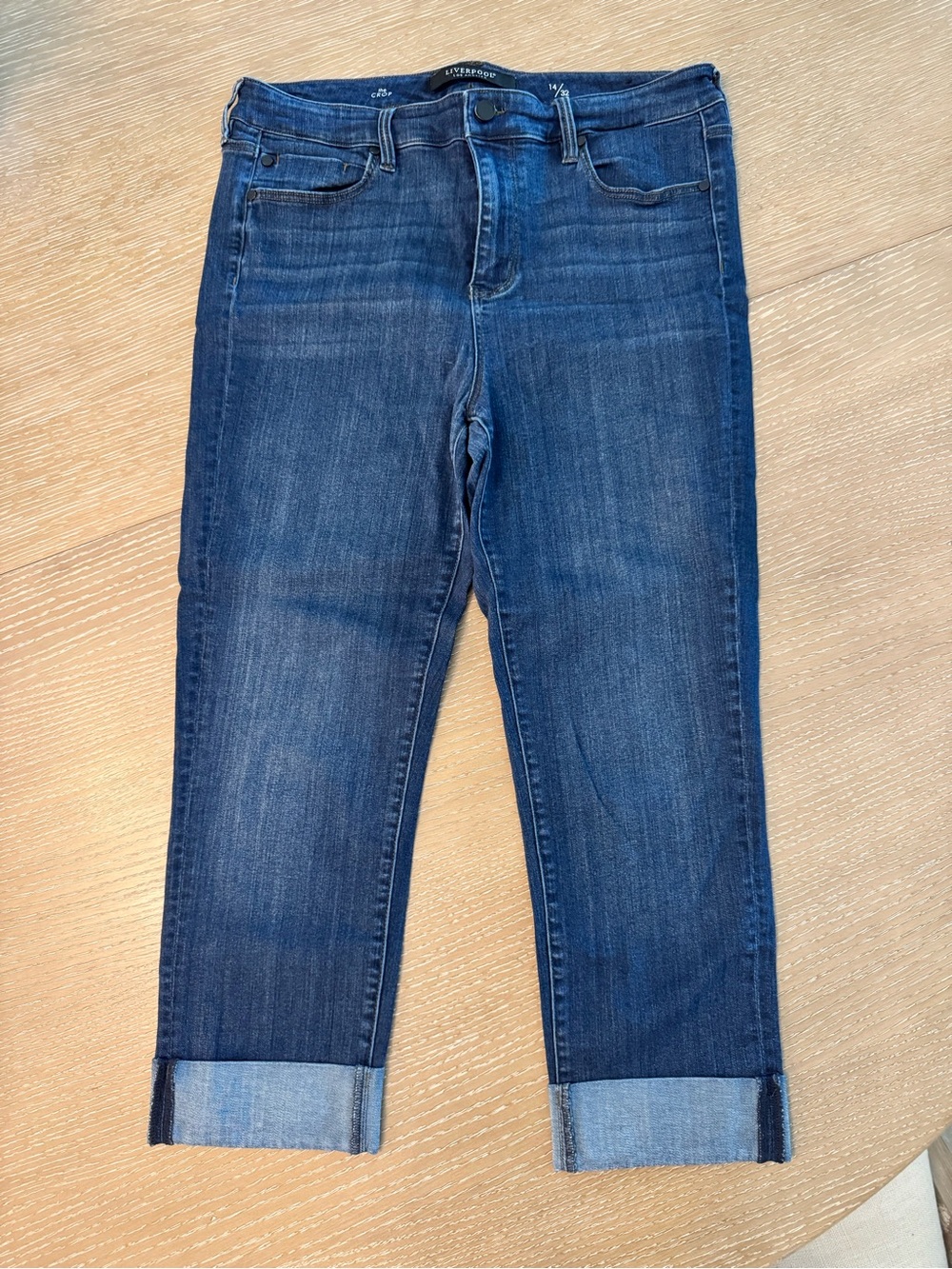 Liverpool Dark Blue Cropped Cuffed Women's Jeans